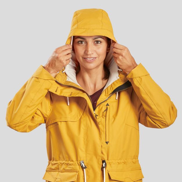 Jaqueta-feminina-impermeavel-de-trilha-NH550-amarelo-G