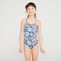 Maiô Infantil de Surf Cruzado, azul-floral, 5-6 ANOS