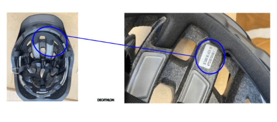    Onde posso encontrar a informação? Este número de lotte (iniciado por “KT”) está dentro do capacete, por baixo da espuma, localizado na frente, como ilustra a foto acima.